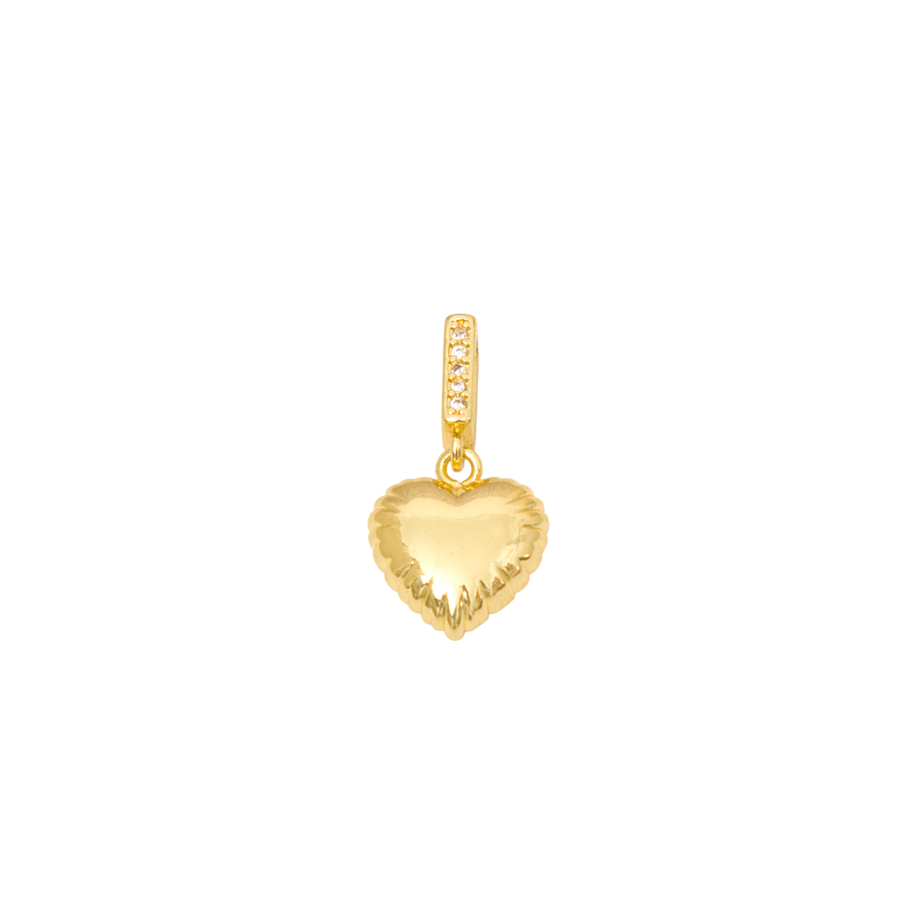 Heart Charm with Crystal Bail cutout