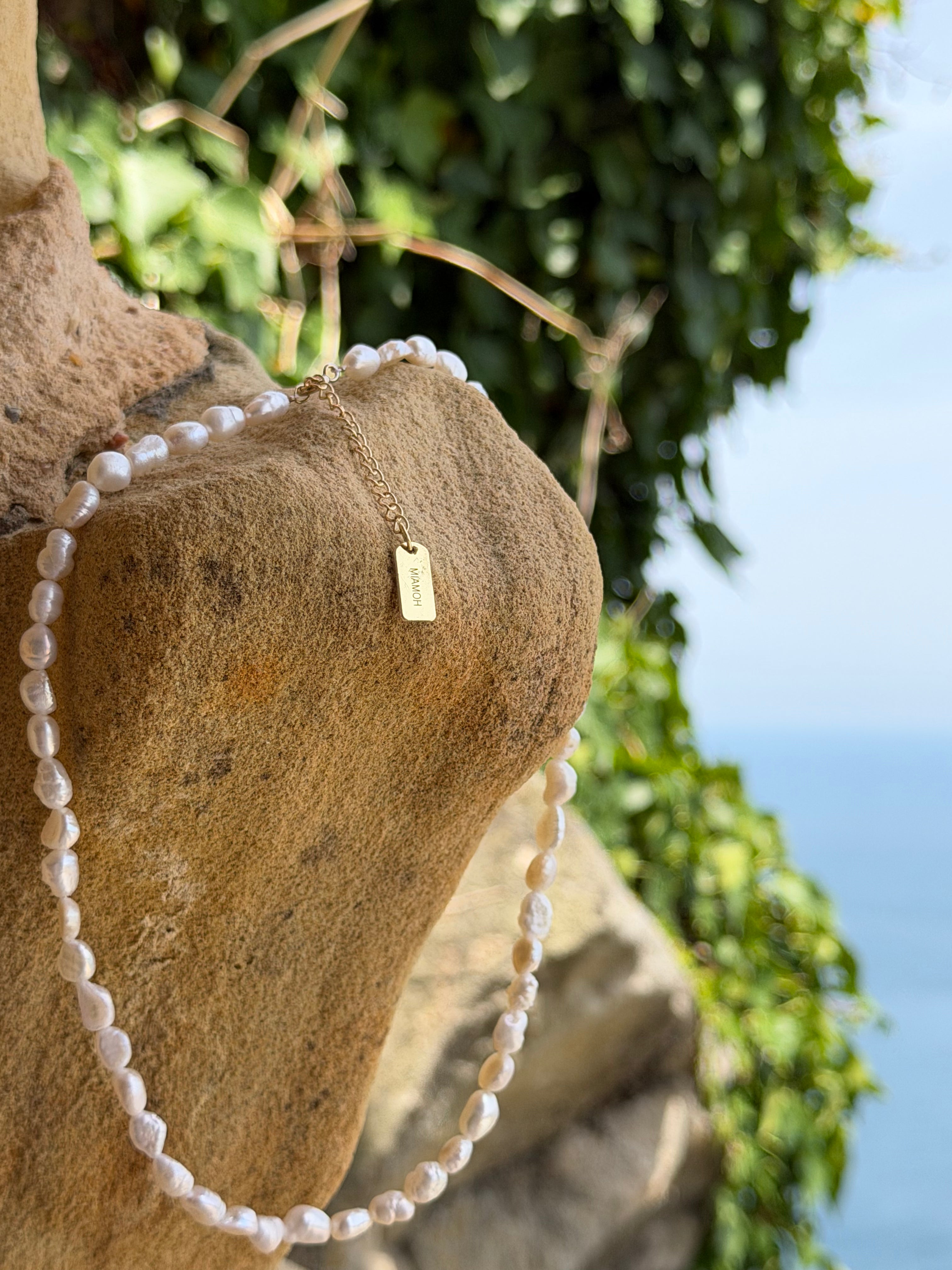 Freshwater Pearl Necklace with Mother-of-Pearl Pendant