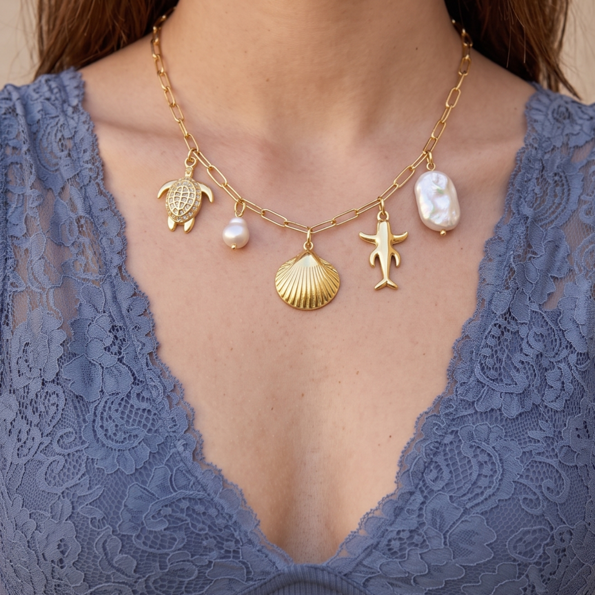 Baroque Pearl Charm - White