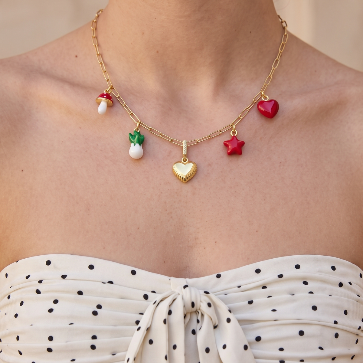 Heart Charm with Crystal Bail